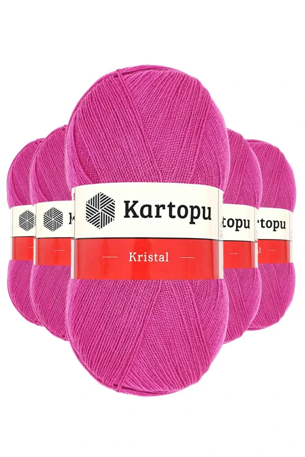 5 Adet Kristal Çift Katlı El Örgü Lif İpi Fuşya K440