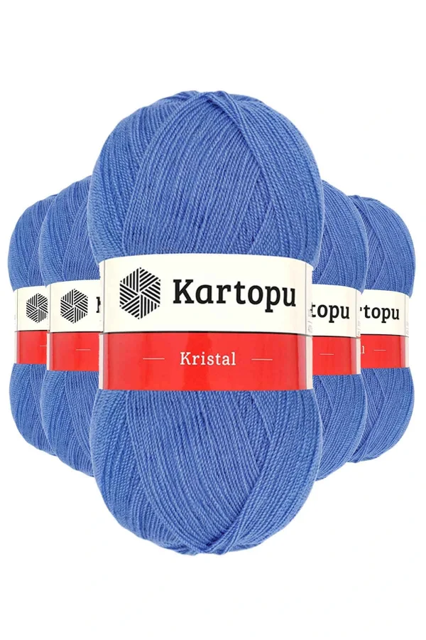 5 Adet Kristal Çift Katlı El Örgü Lif İpi Koyu Mavi K535