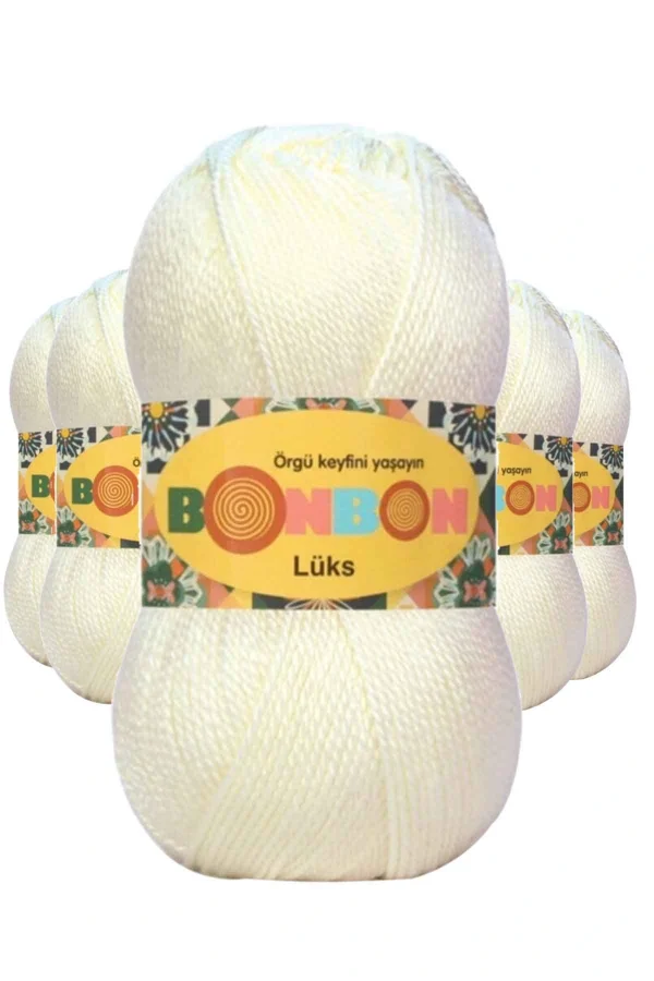 5 Adet Lüks Patik İpi Yünü Ekru 98300