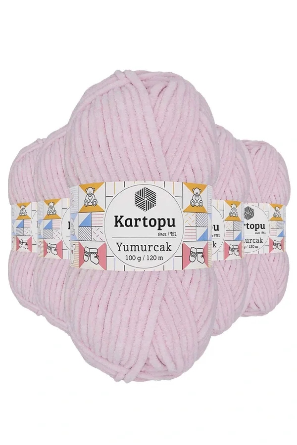 5 Adet Yumurcak Kadife El Örgü İpi Toz Pembe K1562