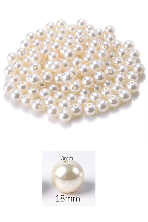 500 gram 18mm Krem Renk Plastik İnci Boncuk Çanta ve Takı Yapım Boncuğu (~110 adet)