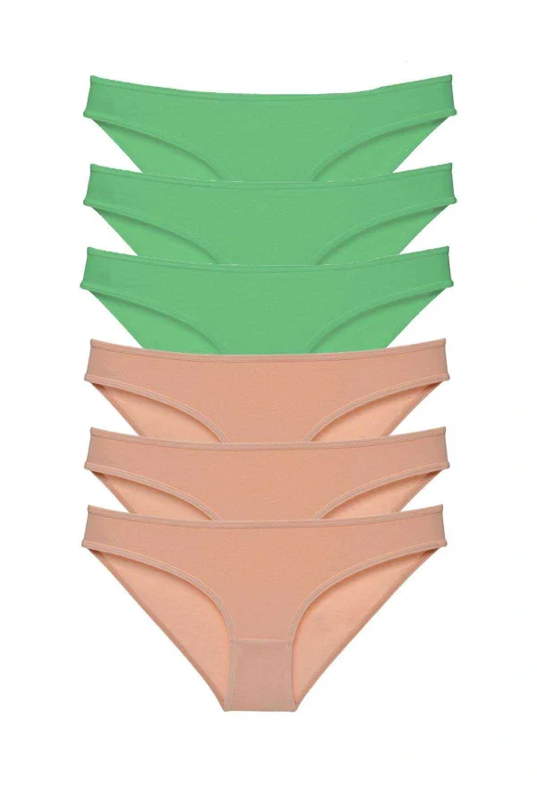 6 adet Süper Eko Set Likralı Kadın Slip Külot Yeşil Ten