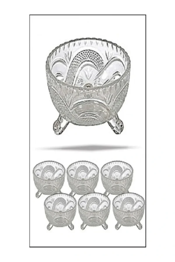 6lı Kristal Lüx Ayaklı Cam Çerezlik Şekerlik Sunumluk Kase