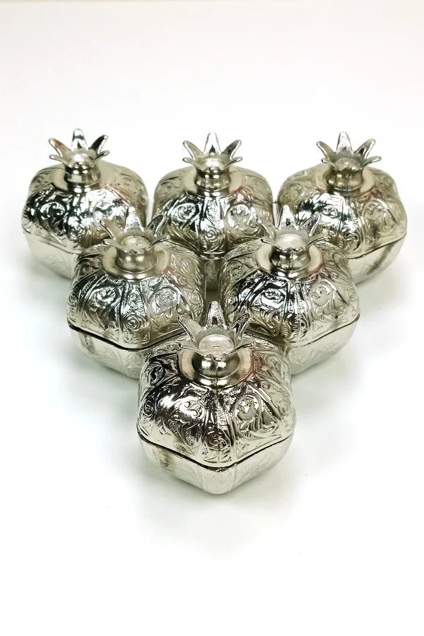 6 Lı Mini Eskitme Osmanlı Temalı Açık Renk Nar Lokumluk Sunum