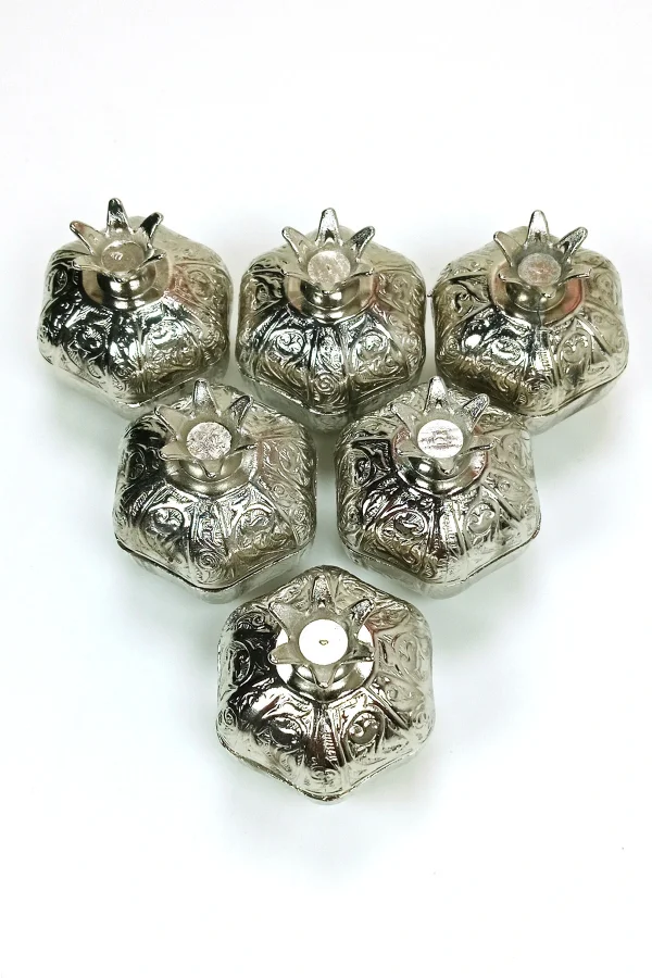 6 Lı Mini Eskitme Osmanlı Temalı Açık Renk Nar Lokumluk Sunum