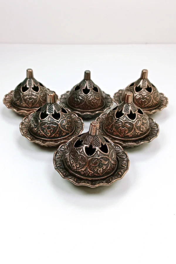 6 Lı Mini Eskitme Osmanlı Temalı Koyu Renk Lokumluk Sunum