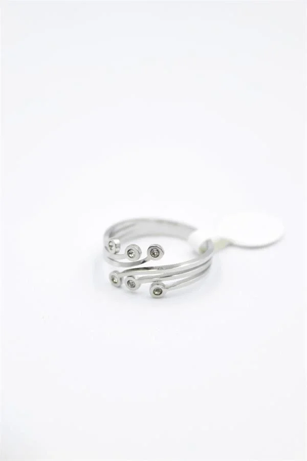 6lı Taşlı Salyangoz Yüzük - Gümüş