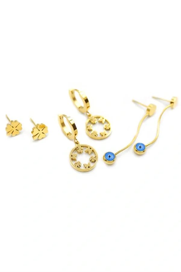 6lı Yonca Küpe - Altın