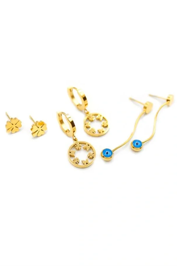 6lı Yonca Küpe - Altın