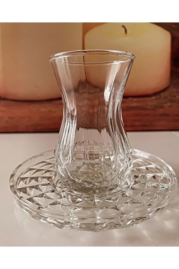 Alin Adela 6lı Cam Çay Tabağı Çay Tabak Altlığı Royaleks-RYG8030