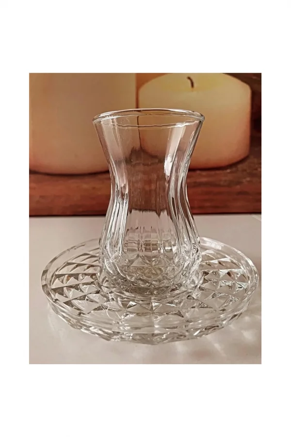 Alin Adela 6lı Cam Çay Tabağı Çay Tabak Altlığı ROYALEKS-RYG8030