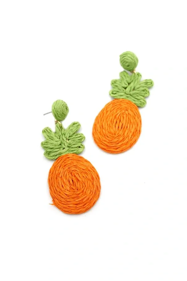 Ananas Hasır Küpe - Turuncu