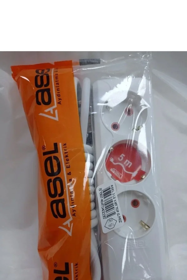 Asel 3lü Topraklı Kablolu Priz 5 Mt Ast 305