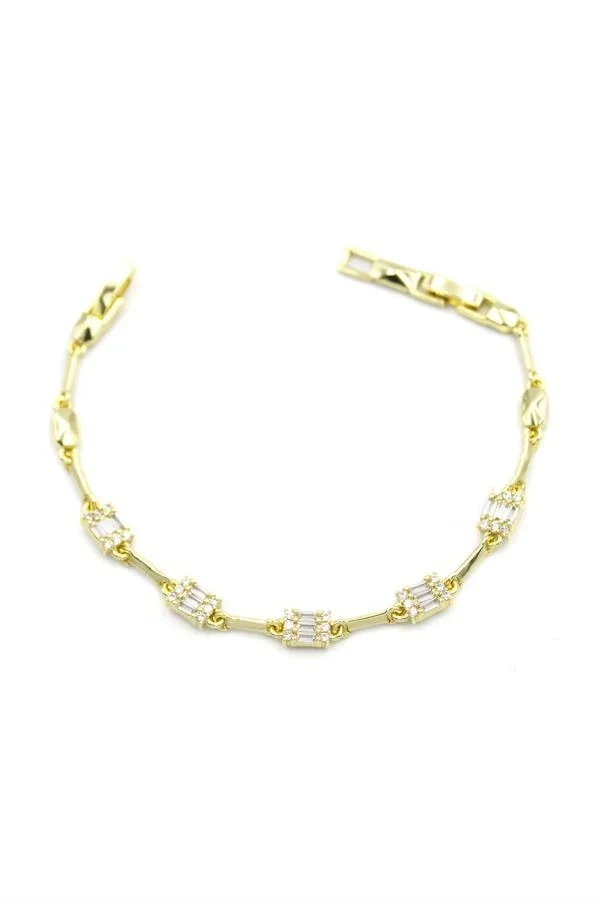 Baget Taşlı Bileklik - Altın