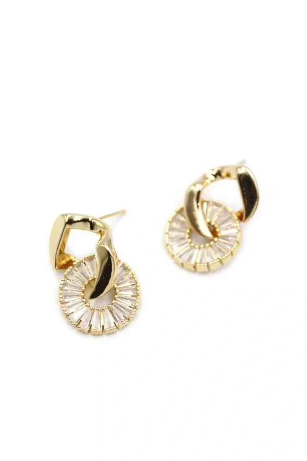 Baget Taşlı Küpe - Altın