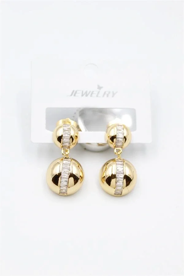 Baget Taşlı Küpe - Altın