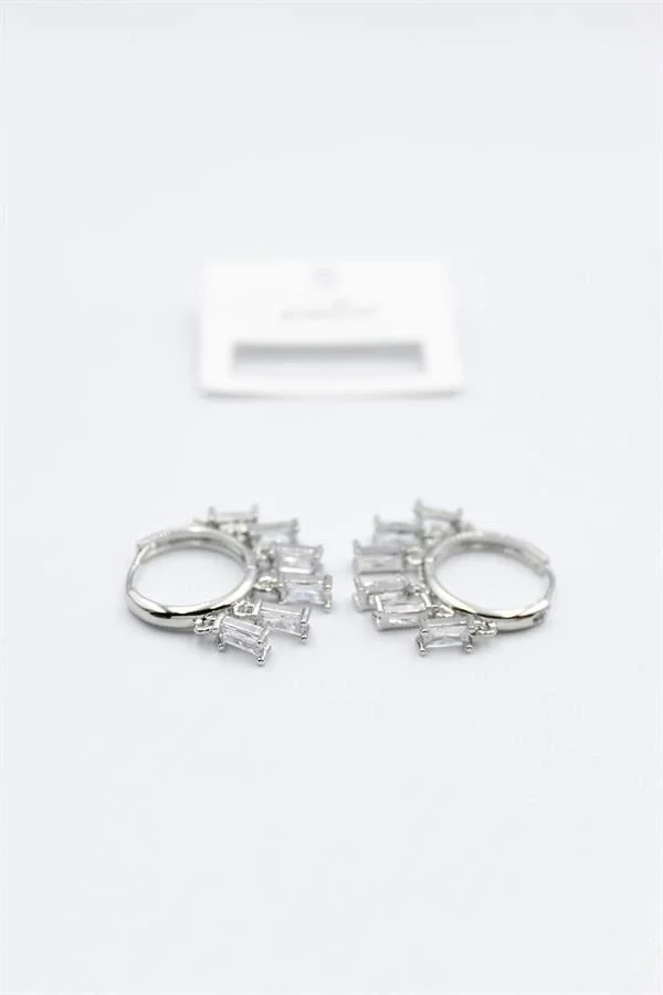 Baget Taşlı Shakira Küpe - Gümüş