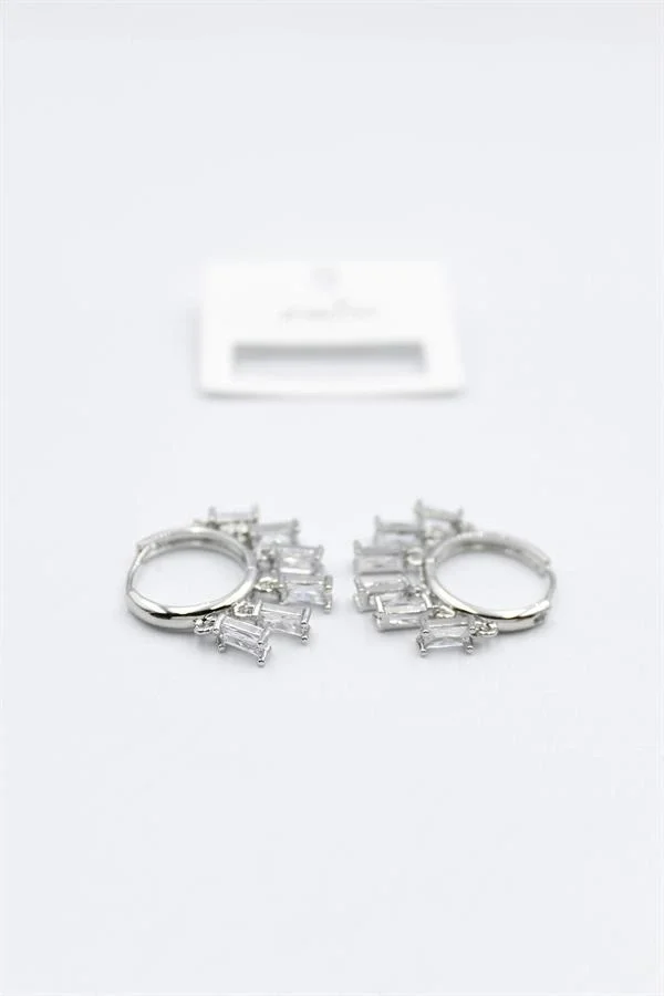 Baget Taşlı Shakira Küpe - Gümüş