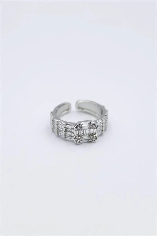Baget Taşlı Yüzük - Gümüş