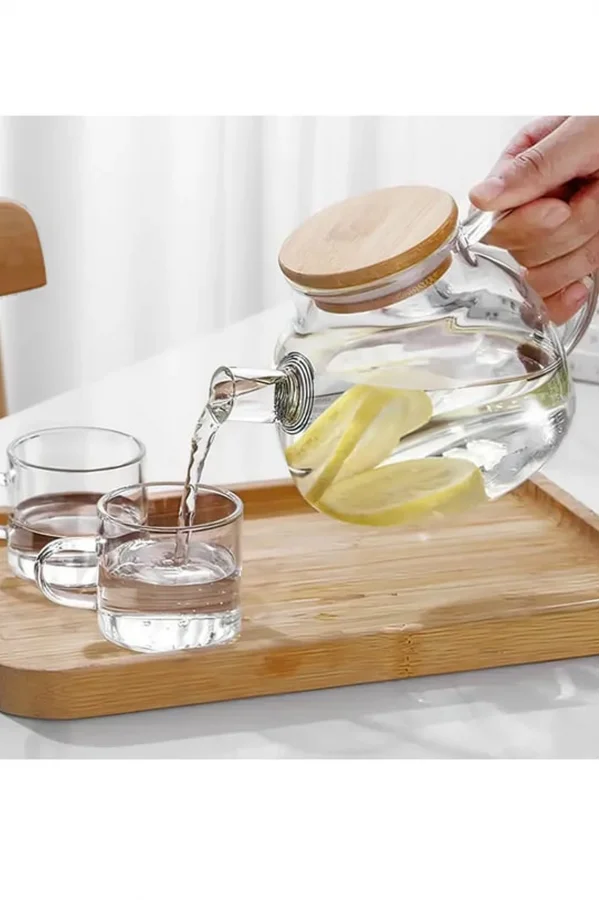 Bambu Kapaklı Borosilikat Cam Demlik 1000ml Royaleks-CM-2000