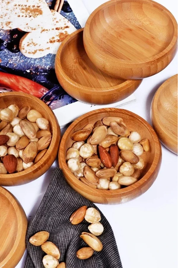 Bambu Yuvarlak 6 lı Lüks Çerezlik 9,5 x 3 cm