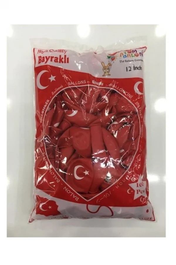 Baskılı Ay Yıldızlı Balon 100lü - Ürün Kodu : ORC.B.EVİ.36