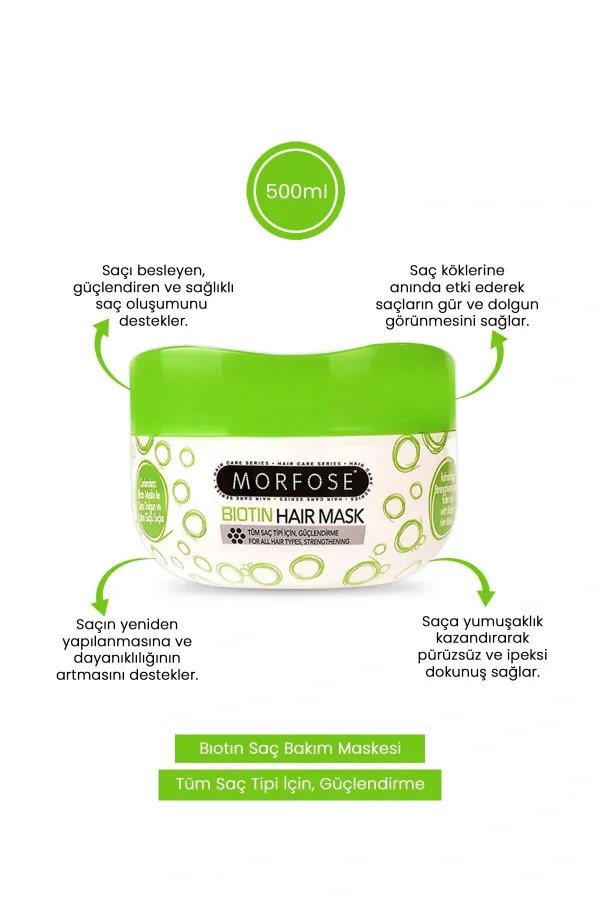 Biotin Saç Maskesi 500 ML - Gür ve Dolgun Saçlar - mrfs