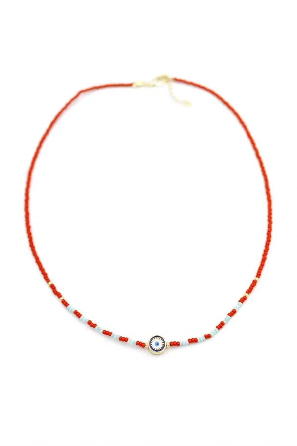 Boncuk Göz Kolye - Kırmızı