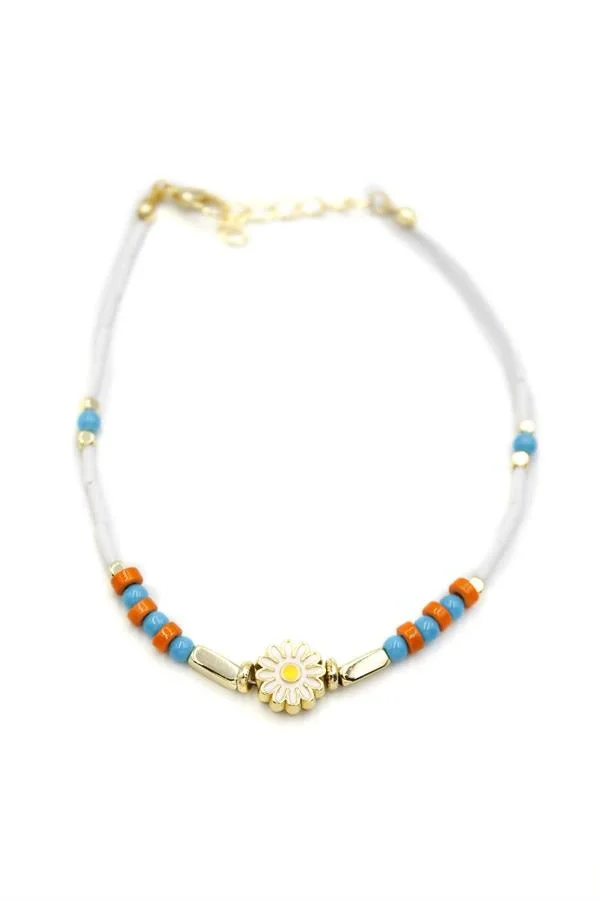 Boncuklu Papatya Halhal - Altın