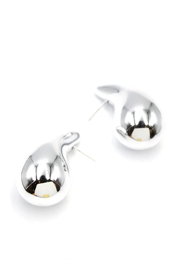 Büyük Boy Damla Küpe - Gümüş