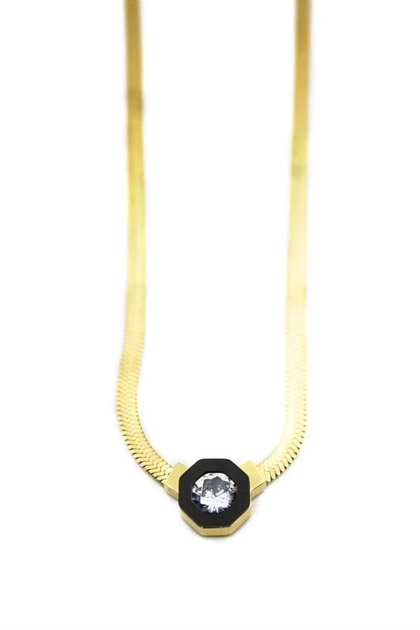 Çağla İtalyan Zincir Çelik Kolye - Altın