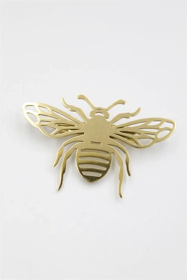 Çelik Arı Broş - Altın