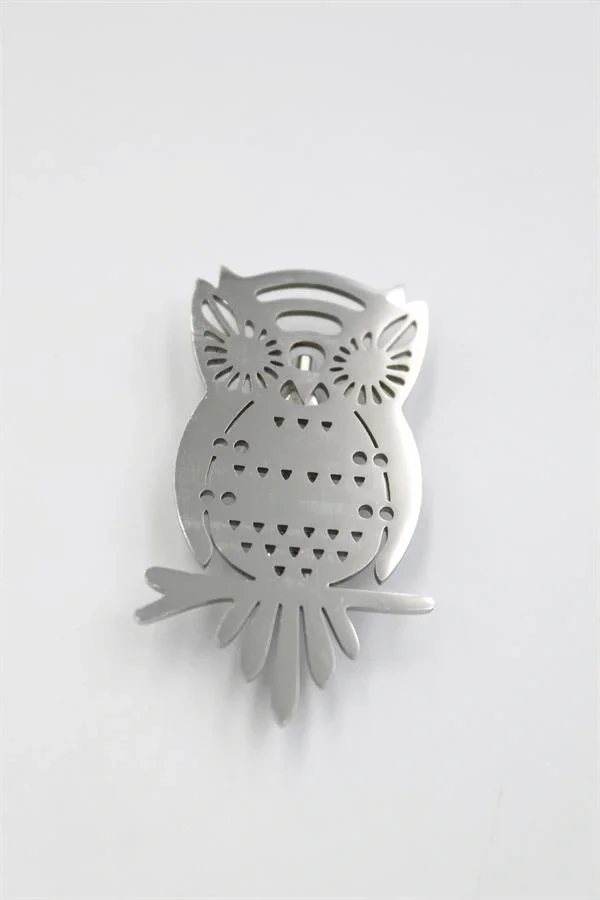 Çelik Baykuş Broş - Gümüş