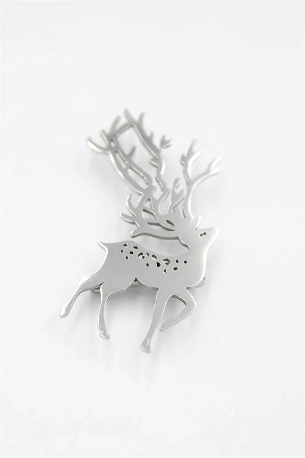 Çelik Geyik Broş - Gümüş