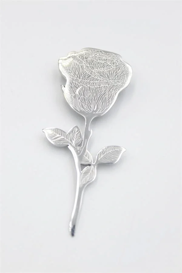 Çelik Gül Broş - Gümüş