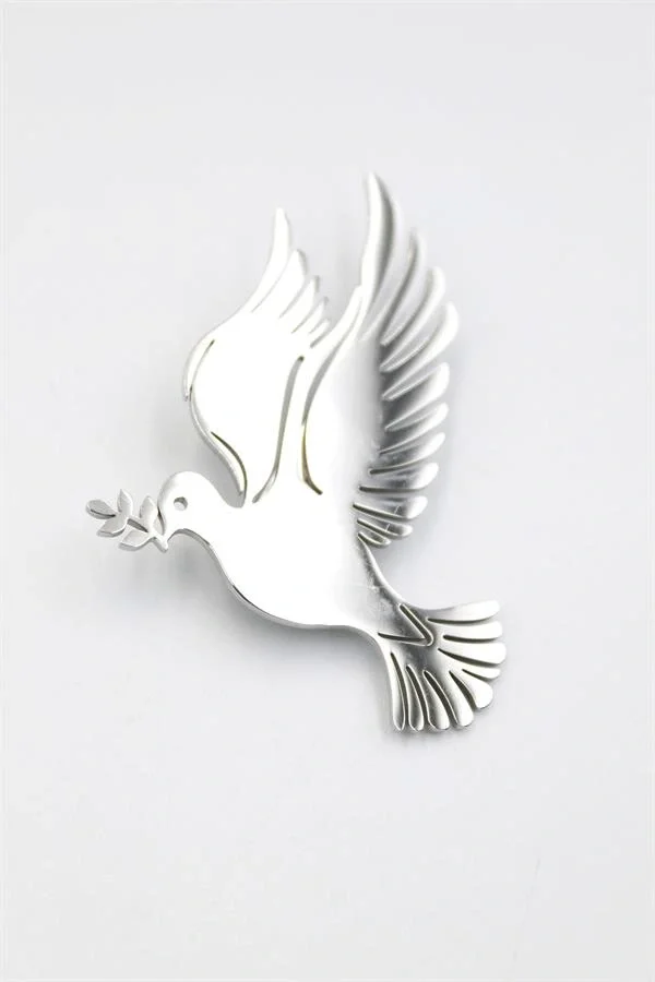 Çelik Güvercin Broş - Gümüş