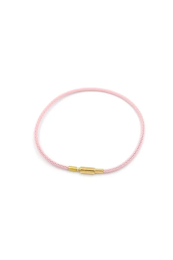 Çelik Hasır İp Bileklik - Pembe