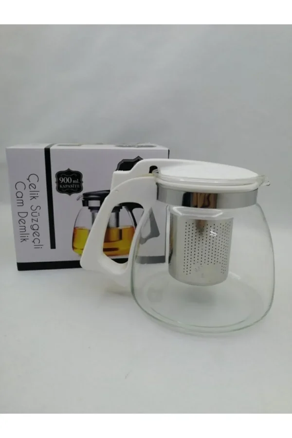 Çelik Süzgeçli Cam Demlik 900 Ml. Royaleks-8882