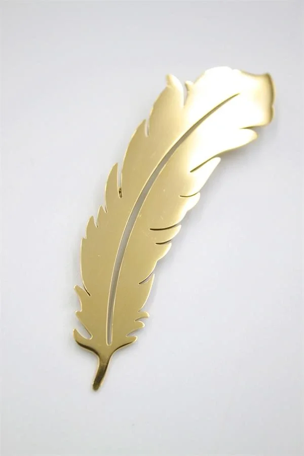 Çelik Tüy Broş - Altın