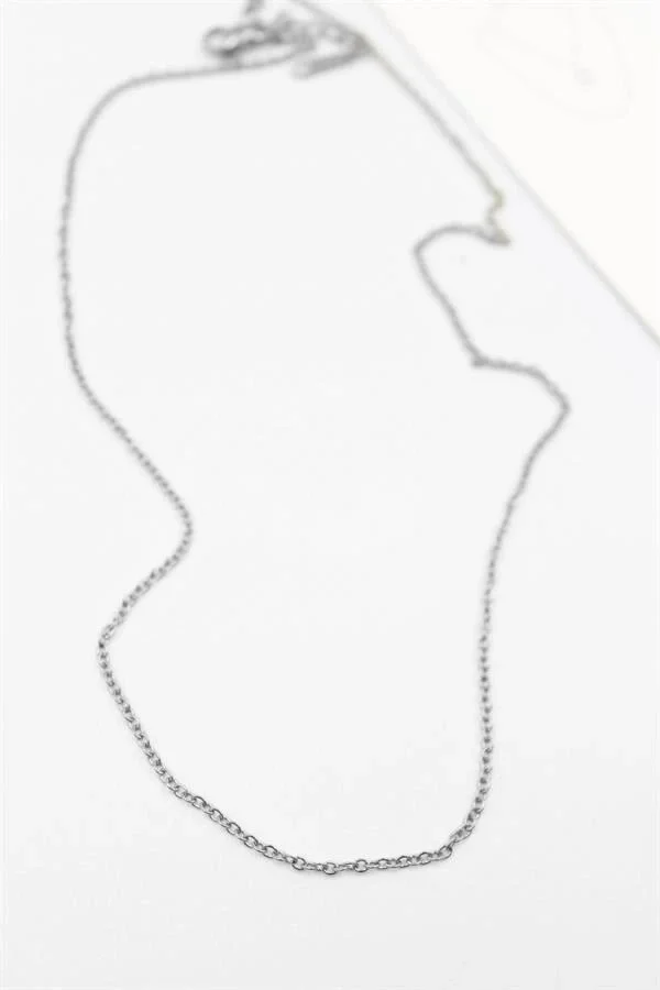 Çelik Zincir Kolye - 45 cm - Gümüş