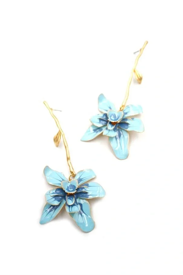 Çiçek Küpe - Mavi