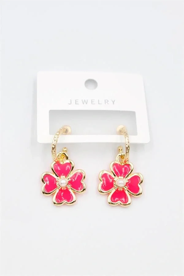 Çiçek Küpe - Pembe