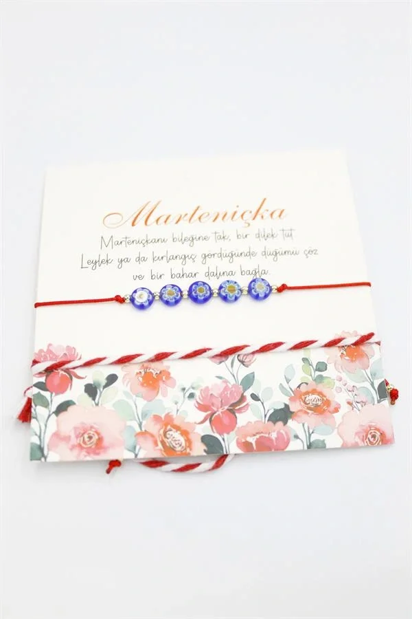 Çiçek Marteniçka Bileklik - Kırmızı