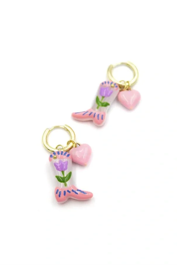 Çizme Küpe - Pembe