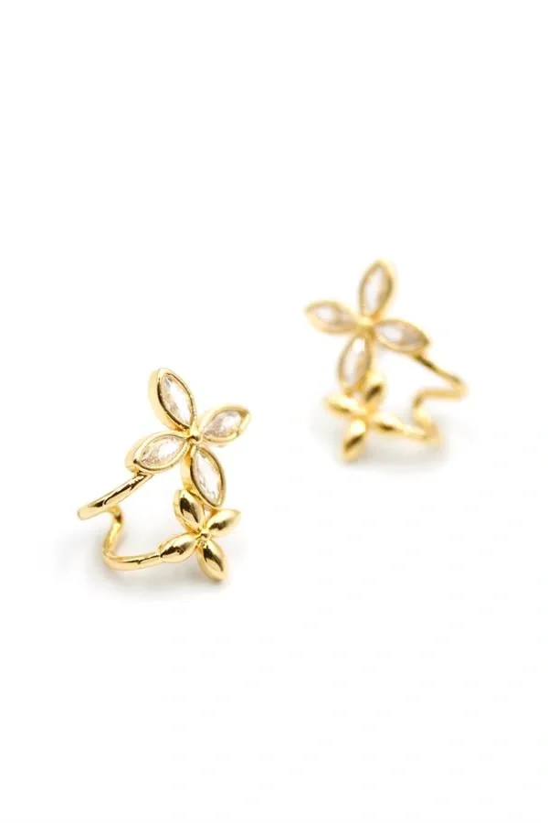 Çoklu Çiçek Küpe - Altın