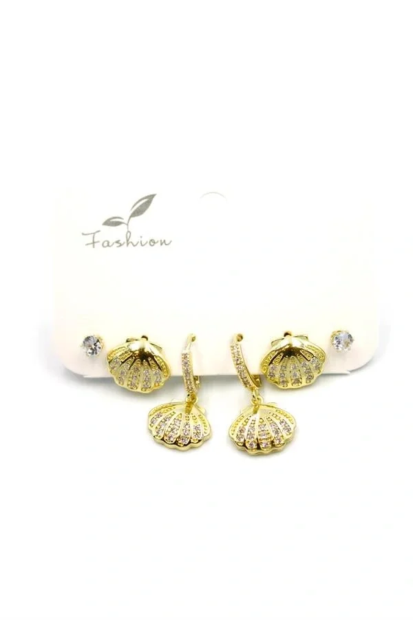 Çoklu Deniz Kabuğu Küpe - Altın