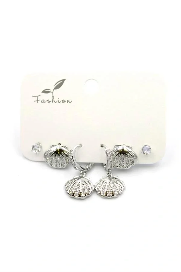 Çoklu Deniz Kabuğu Küpe - Gümüş