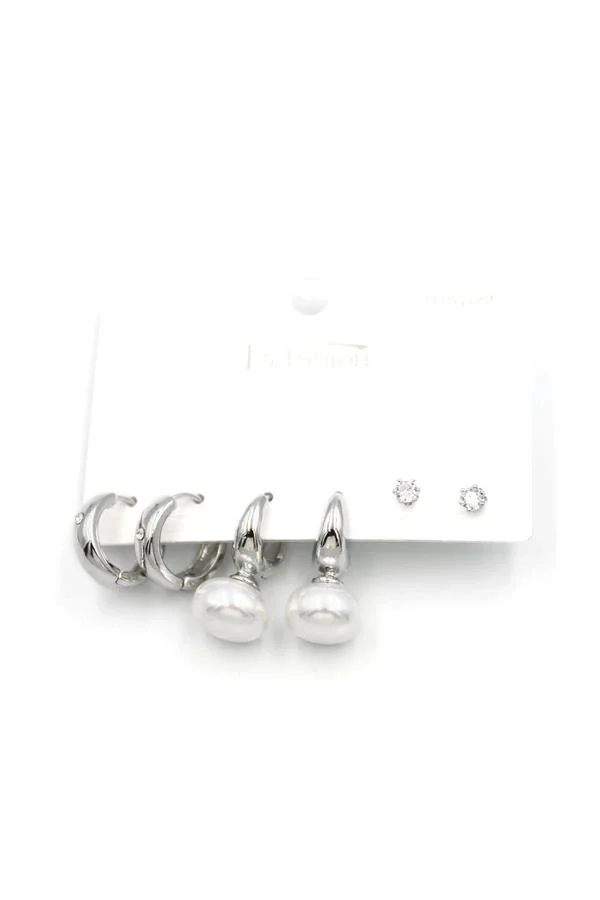 Çoklu İncili Küpe - Gümüş