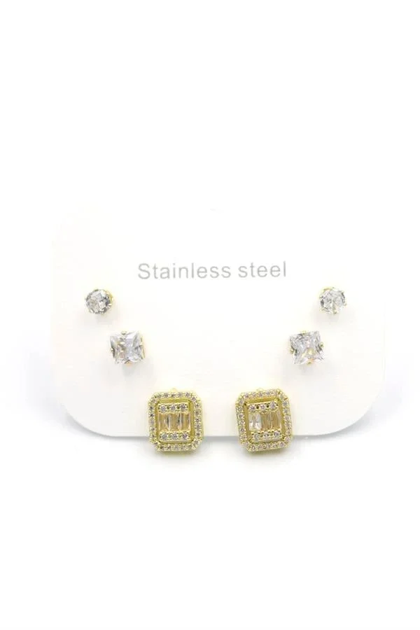 Çoklu Taşlı Küpe - Altın