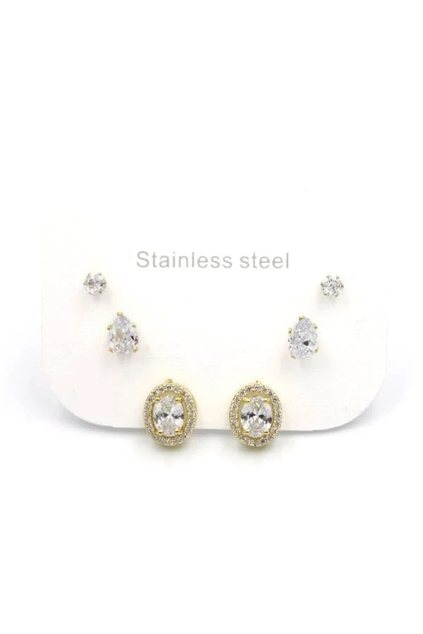 Çoklu Taşlı Küpe - Altın